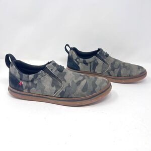 Xtratuf Sharkbyte Camo Canvas and Black Suede Explorer Grade Slip-On Sneakers 8
